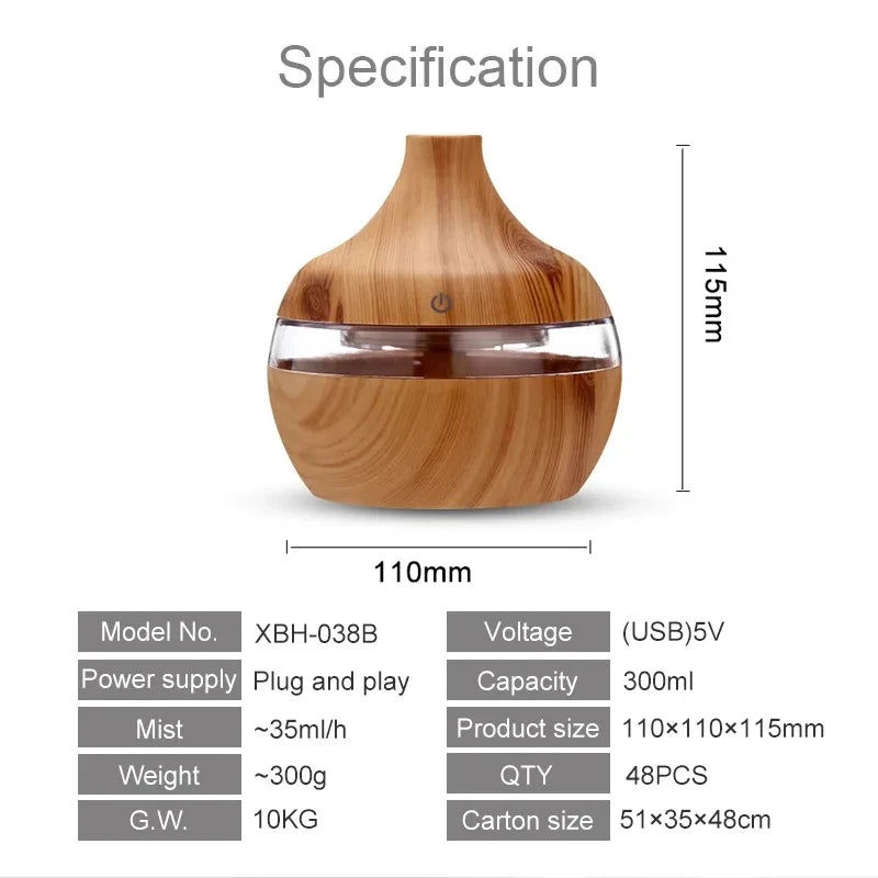 AromaMist Wood™ Ultrasonic Humidifier (300ml)