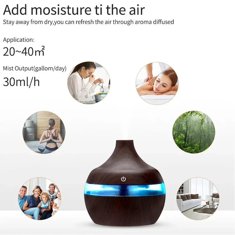 AromaMist Wood™ Ultrasonic Humidifier (300ml)